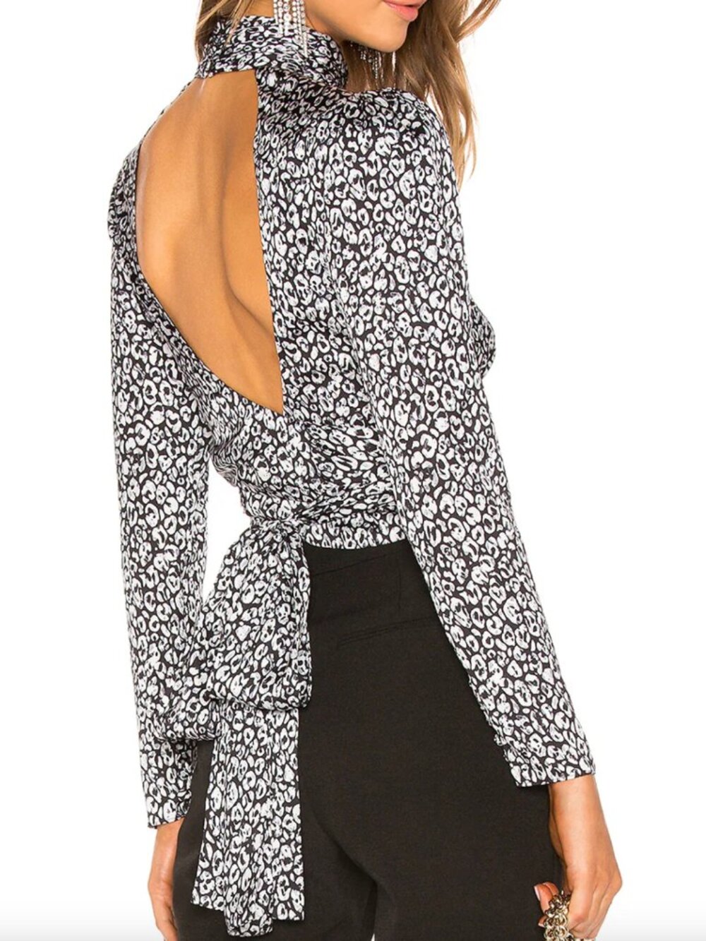L'Academie The Suzanne Top Leopard Satin